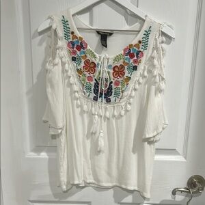 Millennium White Embroidered Women's Top